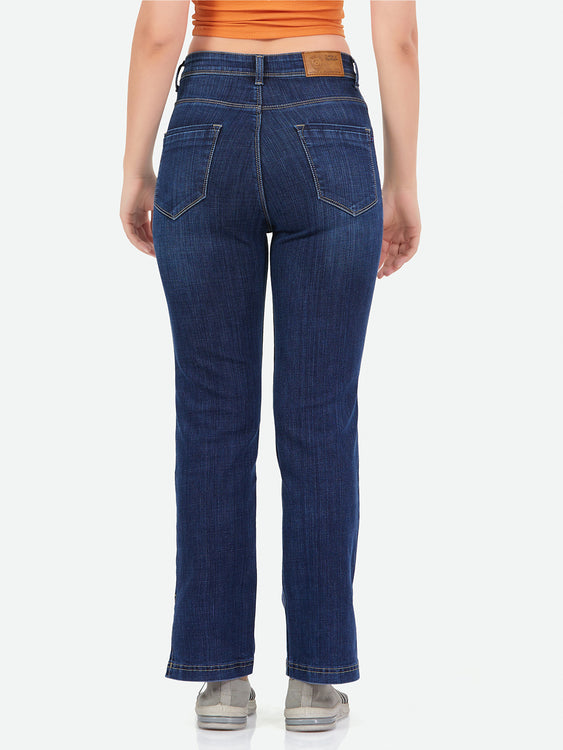 Slit cut stretchable denim jeans