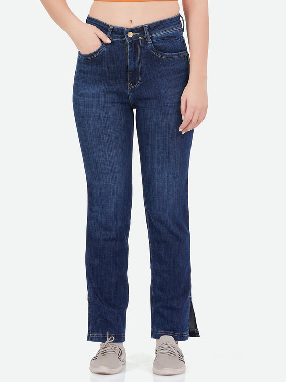 Slit cut stretchable denim jeans