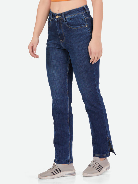 Slit cut stretchable denim jeans