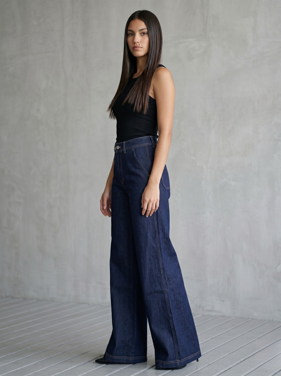 Wideleg Raw jeans