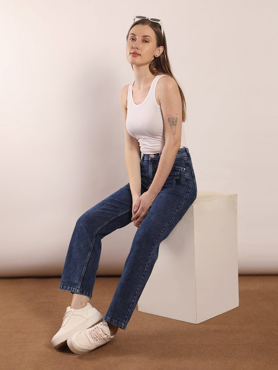 Washed Straight Fit Jeans