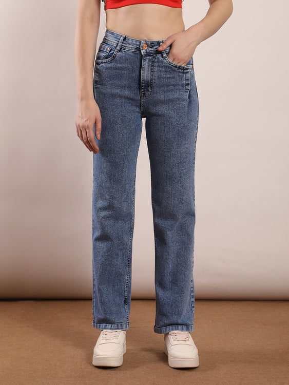 Washed Straight Fit Jeans