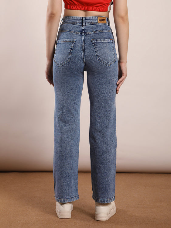 Washed Straight Fit Jeans