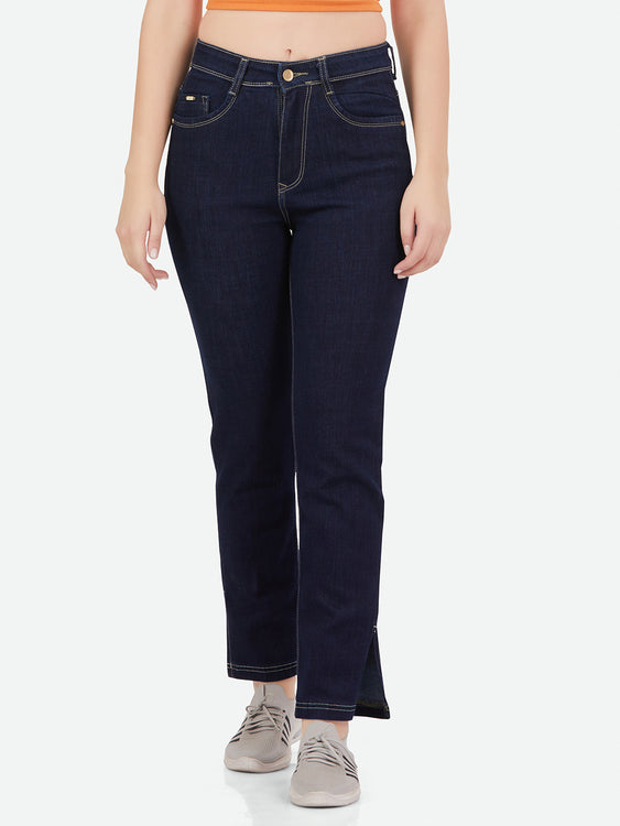 Slit cut stretchable denim jeans