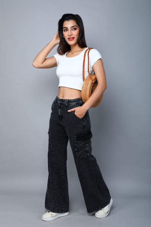 Designer baggy cargo jeans