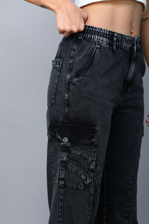 Designer baggy cargo jeans