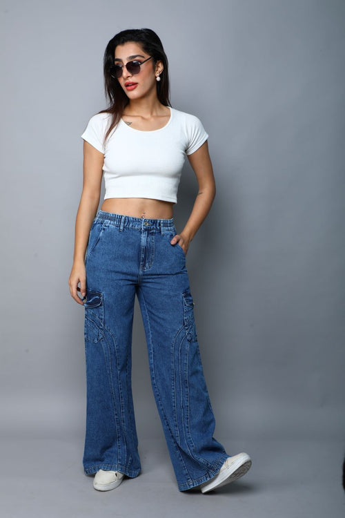 Designer baggy cargo jeans