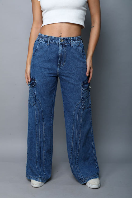 Designer baggy cargo jeans