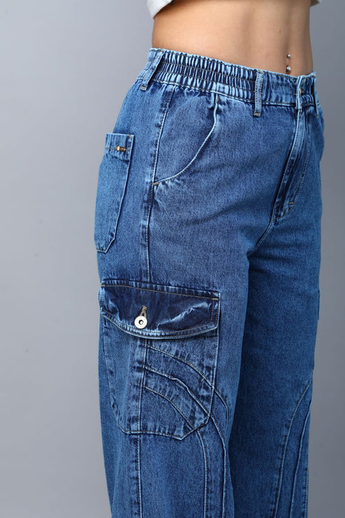 Designer baggy cargo jeans