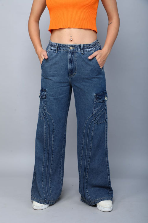 Designer baggy cargo jeans