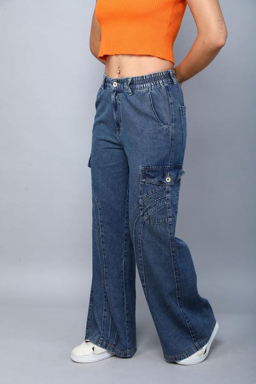 Designer baggy cargo jeans