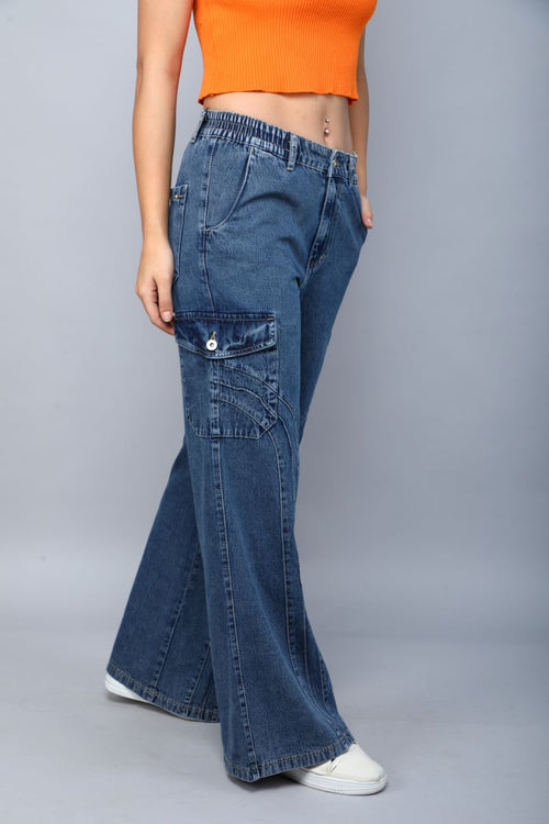 Designer baggy cargo jeans