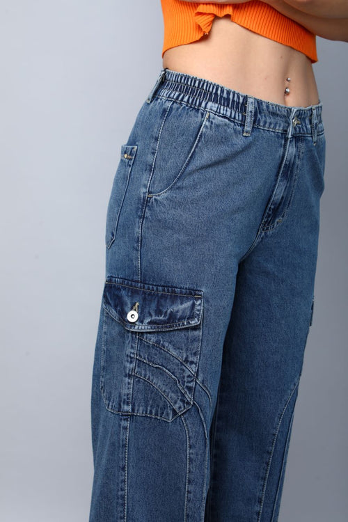 Designer baggy cargo jeans