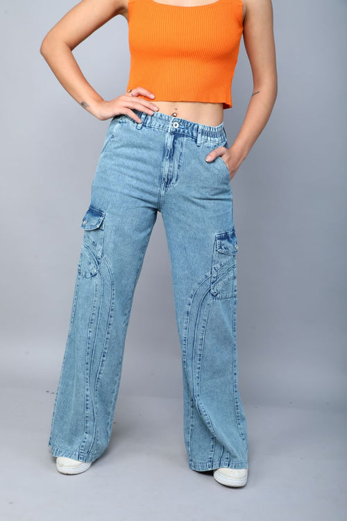 Designer baggy cargo jeans