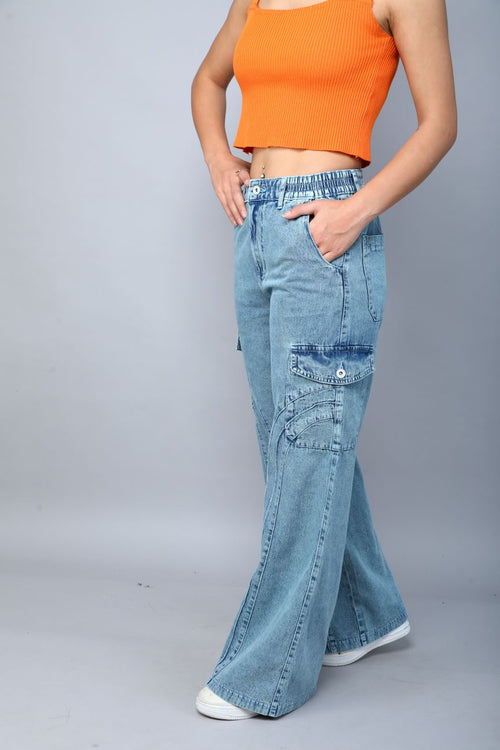Designer baggy cargo jeans