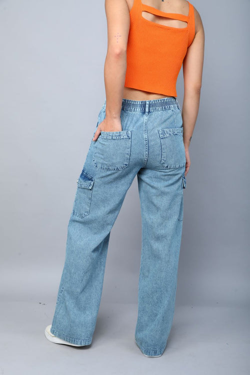 Designer baggy cargo jeans