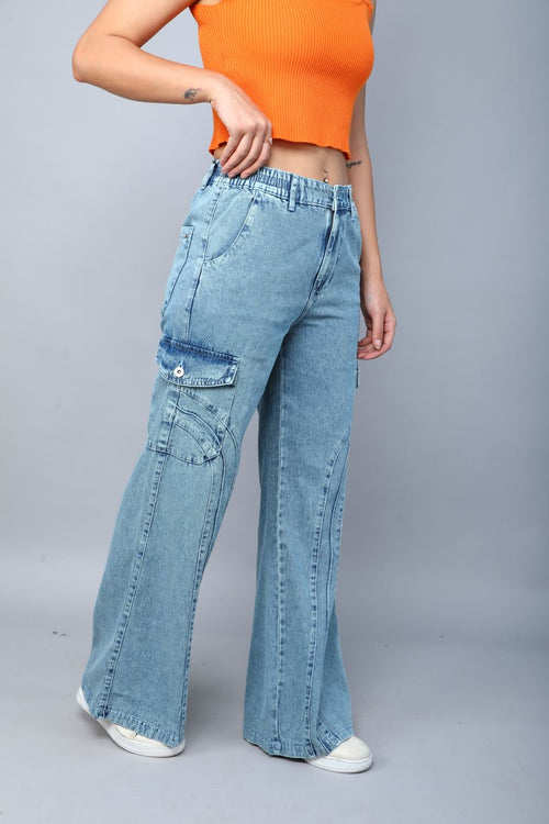 Designer baggy cargo jeans