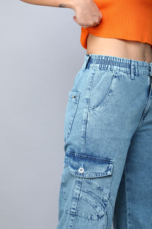 Designer baggy cargo jeans