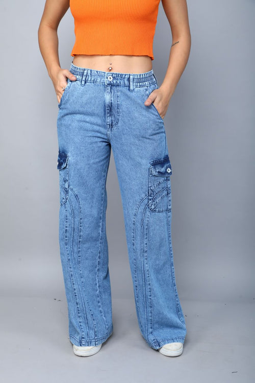 Designer baggy cargo jeans