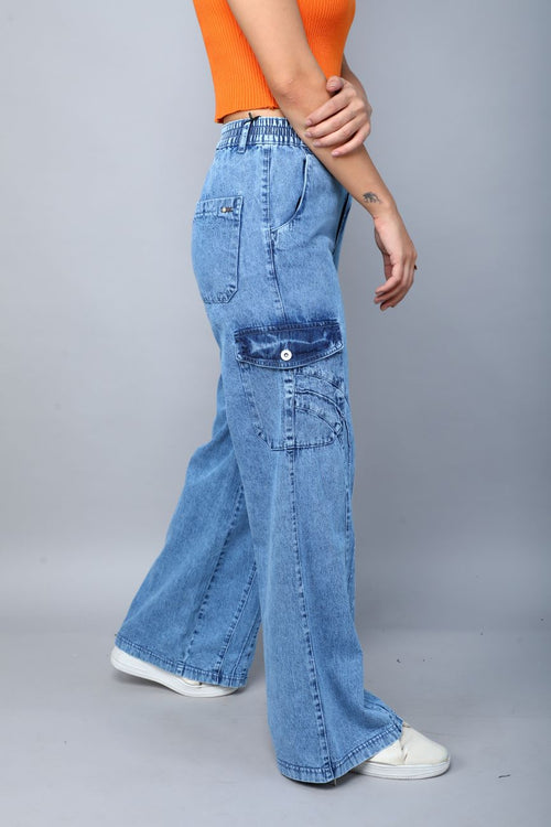Designer baggy cargo jeans