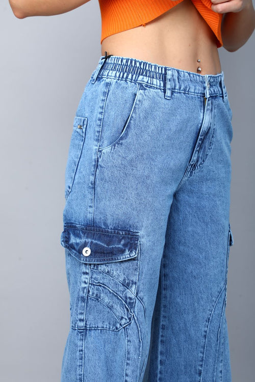 Designer baggy cargo jeans