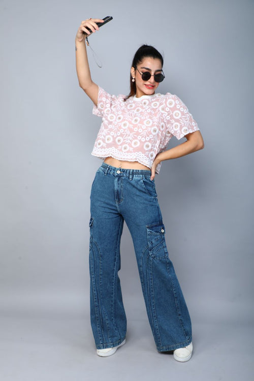 Designer baggy cargo jeans
