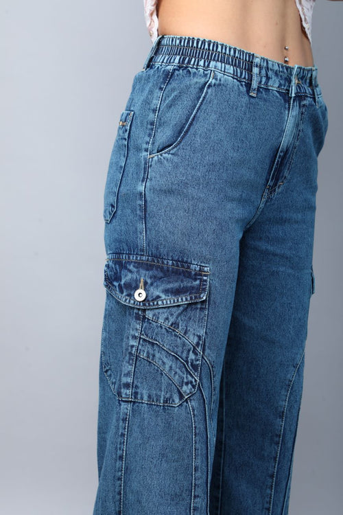 Designer baggy cargo jeans