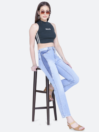 Dual colour wideleg jeans