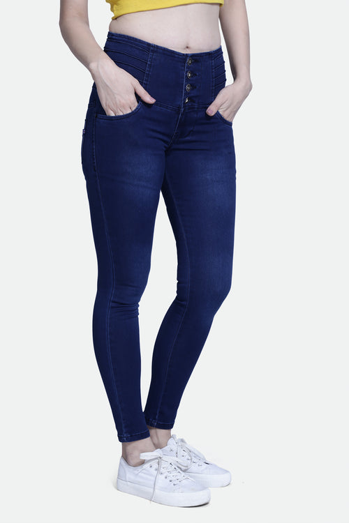 4 button stretchable denim jeans