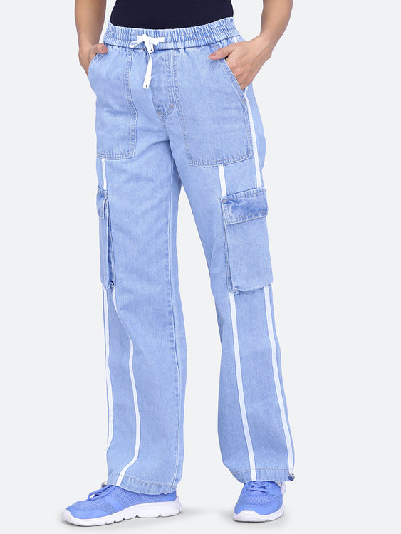 Lace detailing cargo jeans