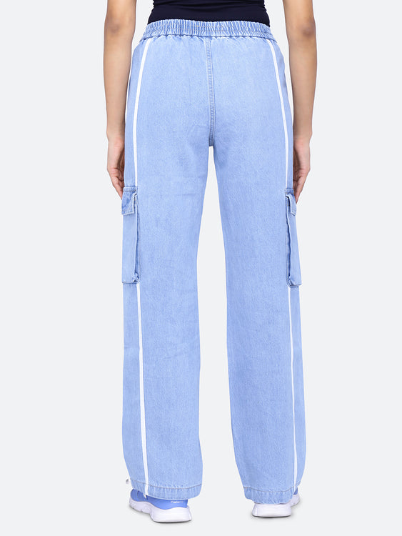 Lace detailing cargo jeans