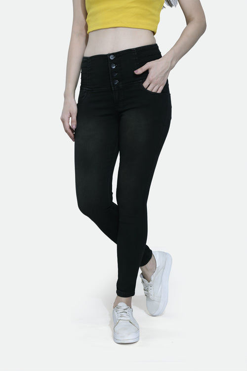 4 button stretchable denim jeans