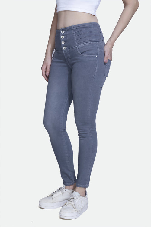 4 button stretchable denim jeans
