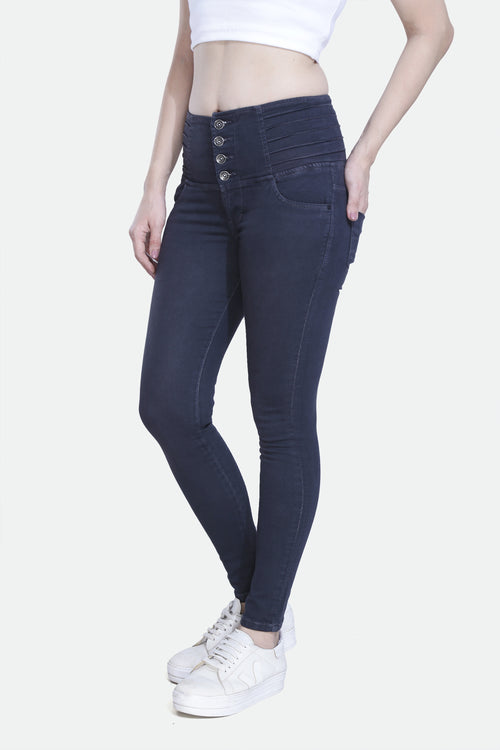 4 button stretchable denim jeans