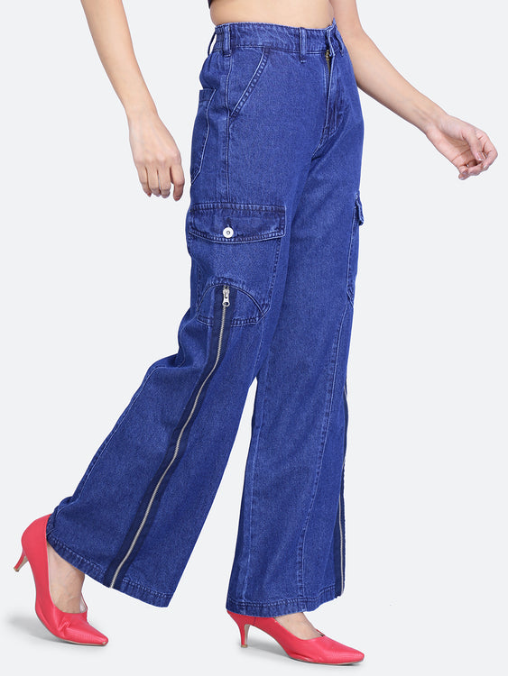 Zip styled baggy jeans