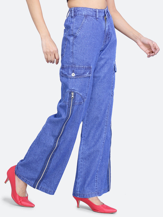 Zip styled baggy jeans
