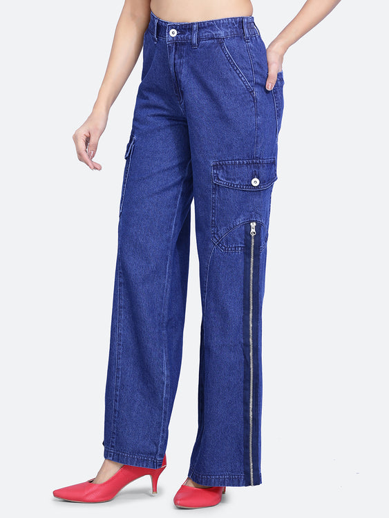 Zip styled baggy jeans