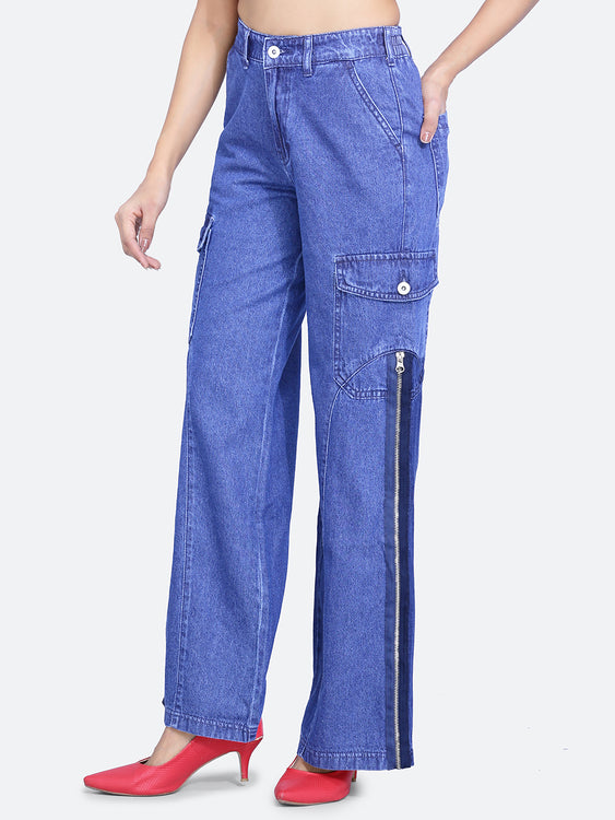 Zip styled baggy jeans
