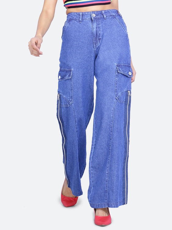 Zip styled baggy jeans