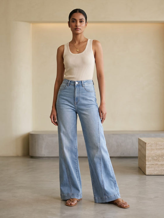 Designer Stretch Wideleg Jeans