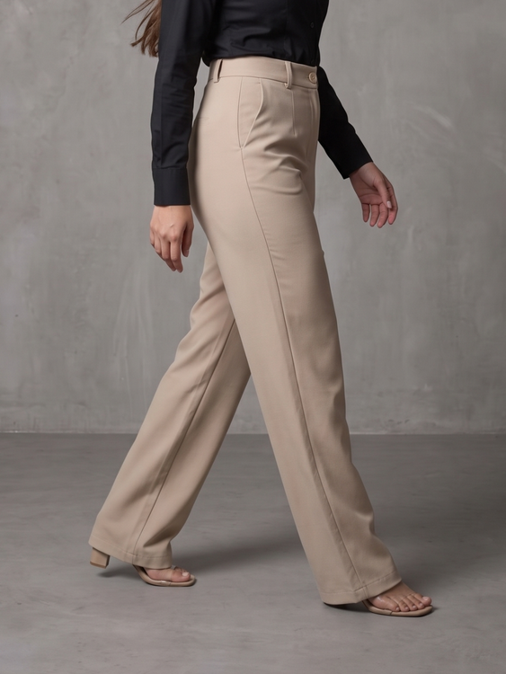 Beige Cooperate Trouser Pants
