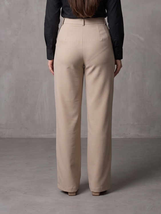 Beige Cooperate Trouser Pants