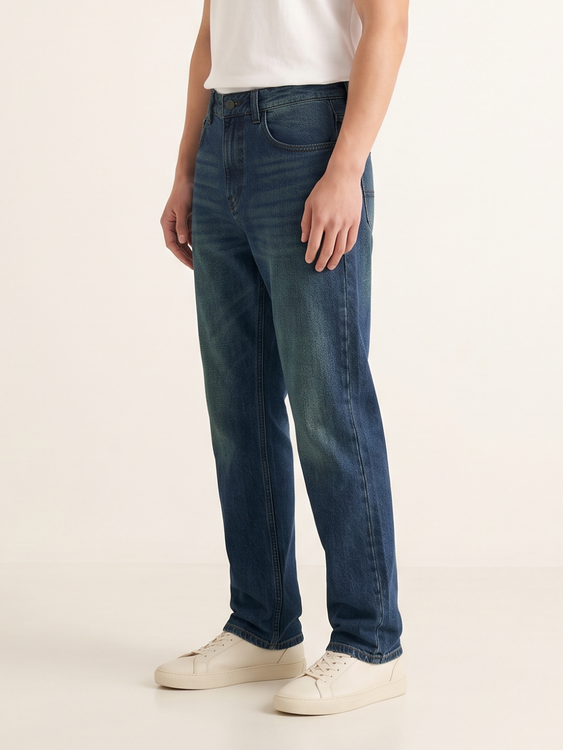 Green Tint Basic Straight Fit Jeans