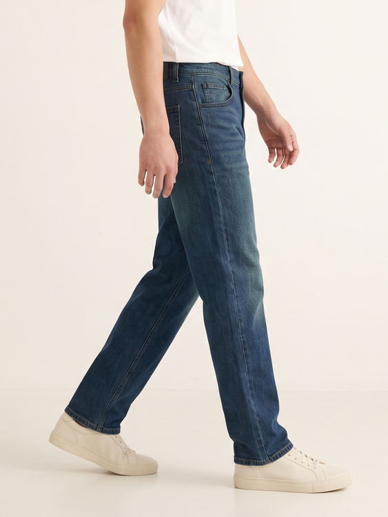 Green Tint Basic Straight Fit Jeans