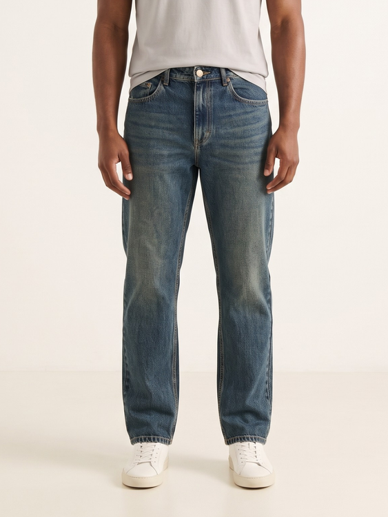 Khaki Tint Basic Straight Fit Jeans