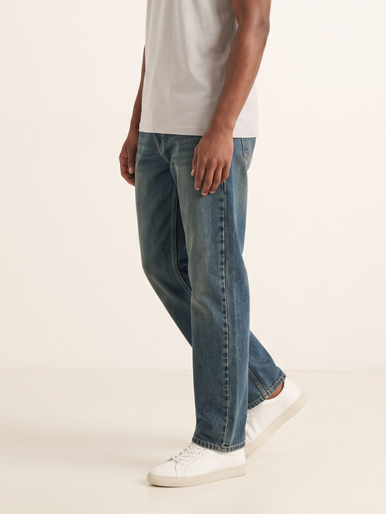 Khaki Tint Basic Straight Fit Jeans