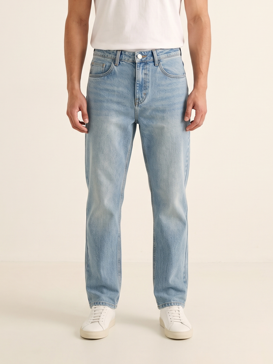 Ice Blue Basic Straight Fit Jeans