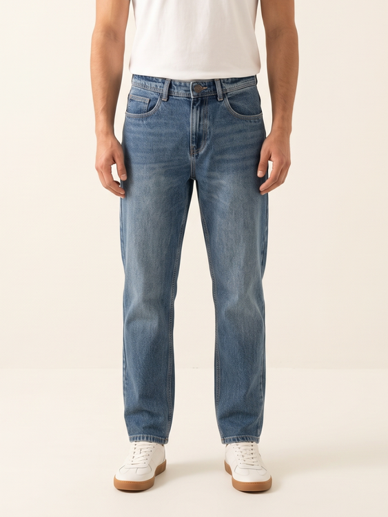 Light Blue Basic Straight Fit Jeans