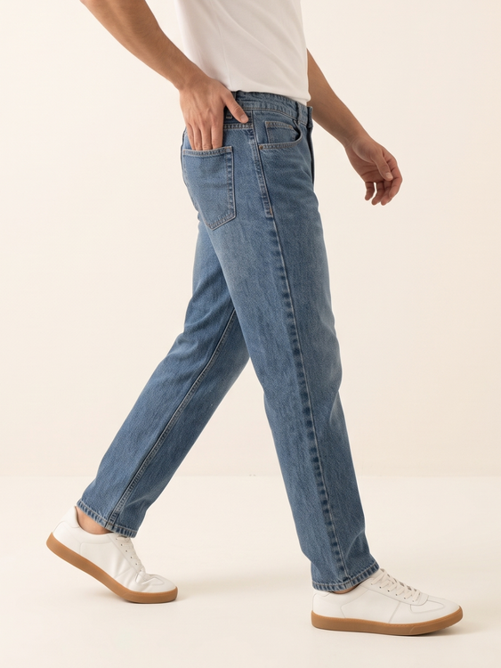 Light Blue Basic Straight Fit Jeans