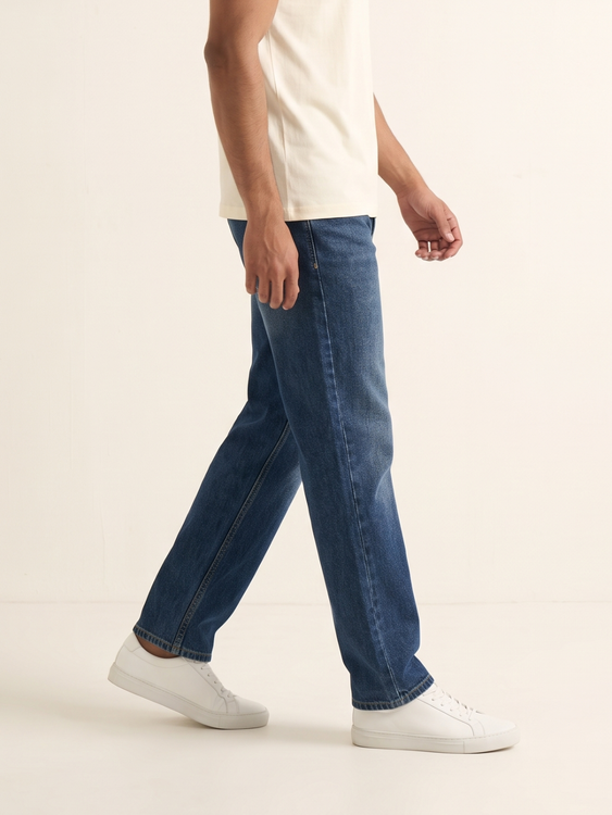 Dark Blue Basic Straight Fit Jeans